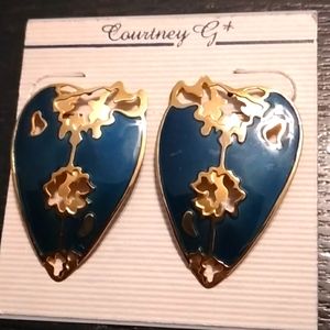 Heart shape enamel with cutouts earrings
